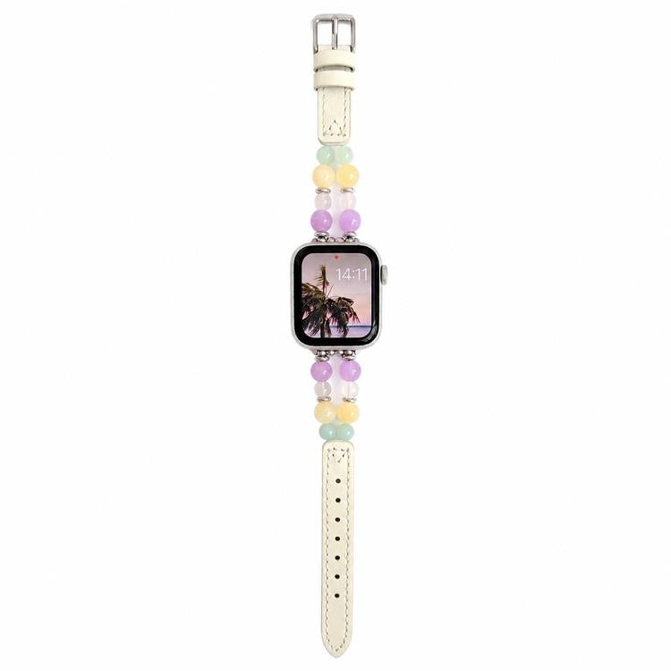 Cinturino per orologio ibrido in ecopelle con perline color arcobaleno, For Apple Watch 46mm / 49mm / 45mm / 44mm, For Apple Watch 42mm / 41mm / 40mm / 38mm