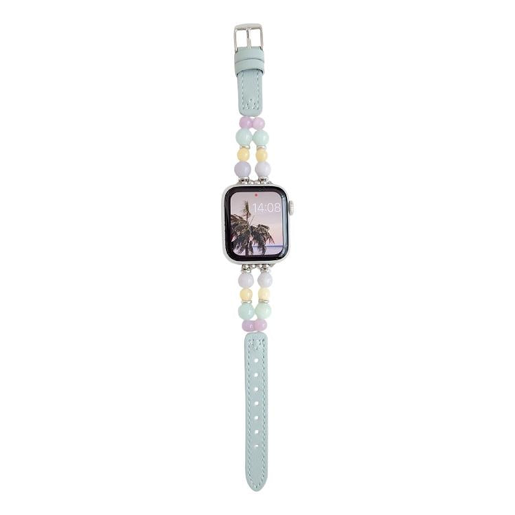 Cinturino per orologio ibrido in ecopelle con perline color arcobaleno, For Apple Watch 46mm / 49mm / 45mm / 44mm, For Apple Watch 42mm / 41mm / 40mm / 38mm