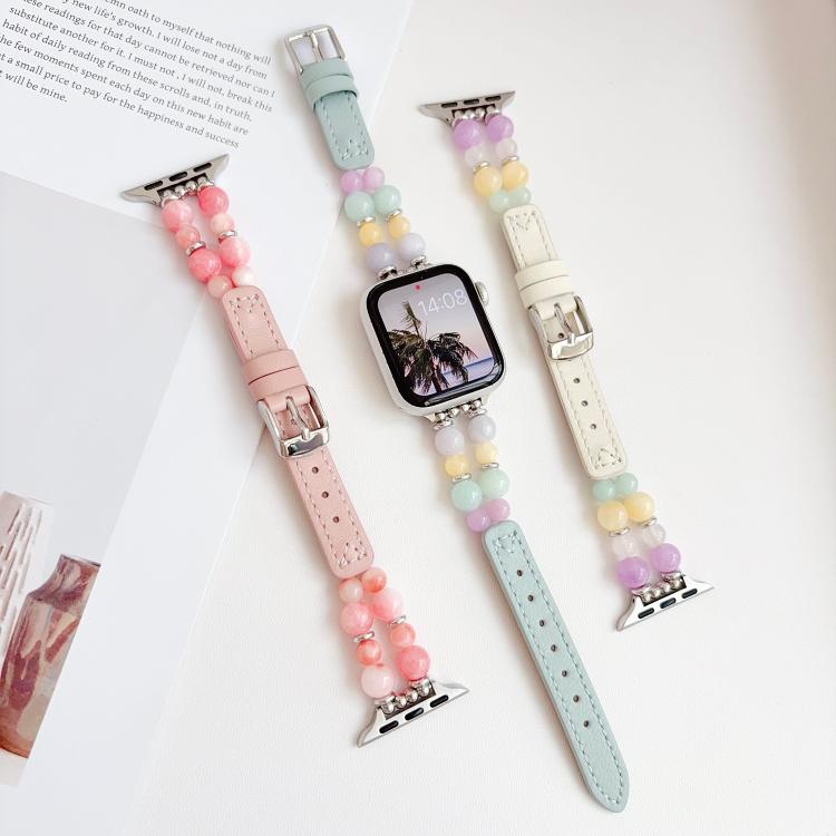 Cinturino per orologio ibrido in ecopelle con perline color arcobaleno, For Apple Watch 46mm / 49mm / 45mm / 44mm, For Apple Watch 42mm / 41mm / 40mm / 38mm