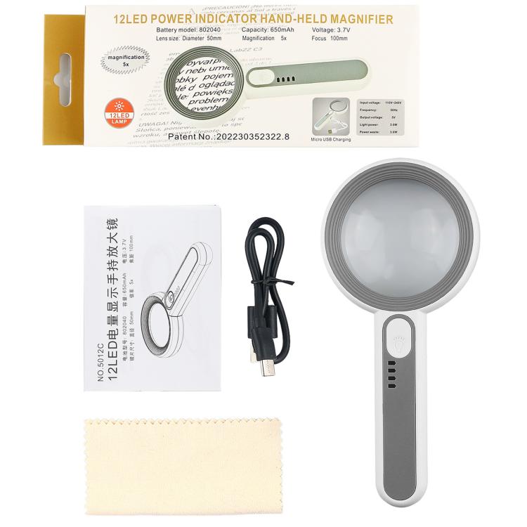 Lente d'ingrandimento portatile multi-ingrandimento con luce LED a sfioramento, 3710C, 5012C, 7518C