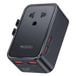 Adattatore da viaggio universale Yesido MC47 con caricabatterie rapido GaN a 4 porte da 25 W e connettore a 4 porte., MC47