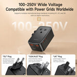 Adattatore da viaggio universale Yesido MC47 con caricabatterie rapido GaN a 4 porte da 25 W e connettore a 4 porte., MC47