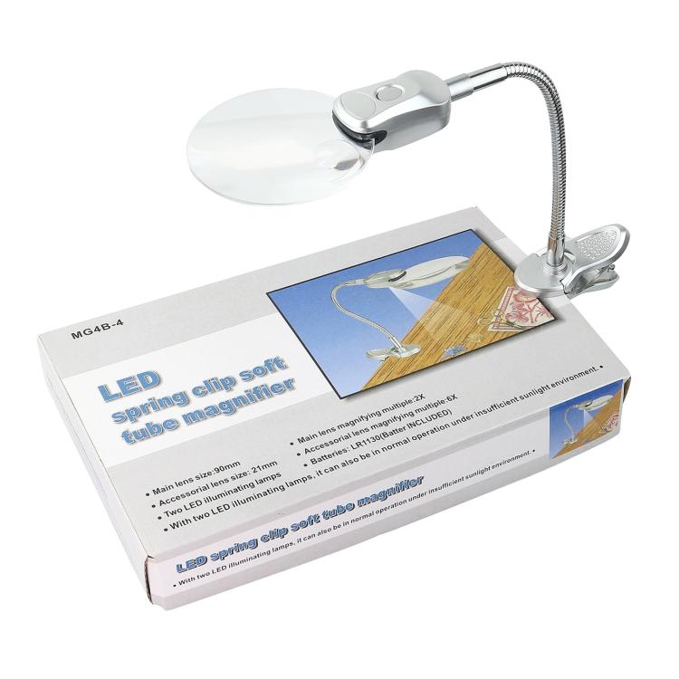 Lente d'ingrandimento universale flessibile da tavolo in metallo 4B-4 con luce LED