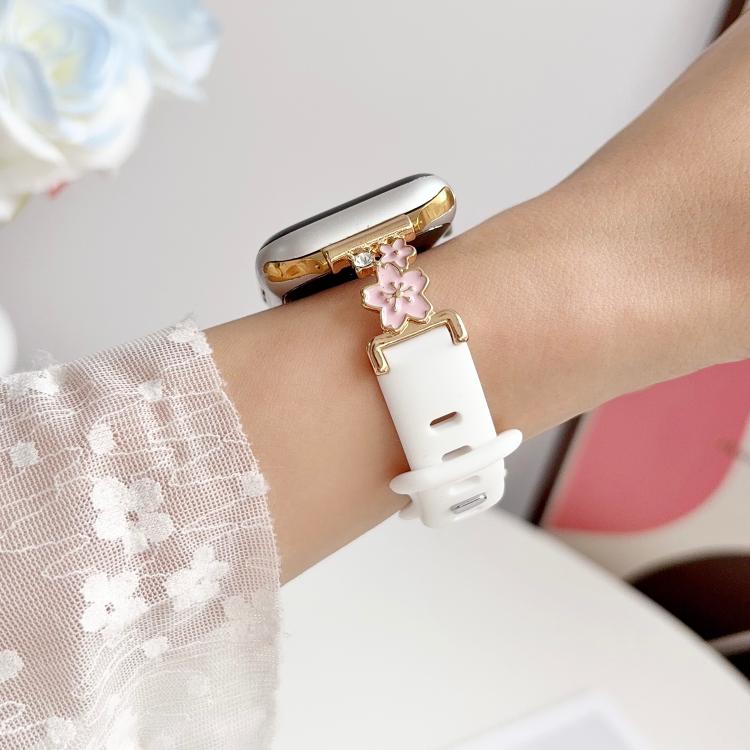 Cinturino per orologio in silicone con chiusura a inversione ibrida in metallo e motivo floreale., For Apple Watch 46mm / 49mm / 45mm / 44mm, For Apple Watch 42mm / 41mm / 40mm / 38mm