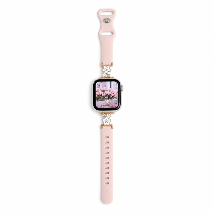 Cinturino per orologio in silicone con chiusura a inversione ibrida in metallo e motivo floreale., For Apple Watch 46mm / 49mm / 45mm / 44mm, For Apple Watch 42mm / 41mm / 40mm / 38mm