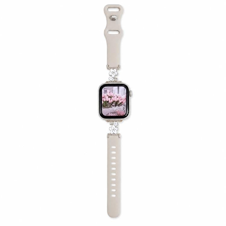 Cinturino per orologio in silicone con chiusura a inversione ibrida in metallo e motivo floreale., For Apple Watch 46mm / 49mm / 45mm / 44mm, For Apple Watch 42mm / 41mm / 40mm / 38mm