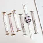 Cinturino per orologio in silicone con chiusura a inversione ibrida in metallo e motivo floreale., For Apple Watch 46mm / 49mm / 45mm / 44mm, For Apple Watch 42mm / 41mm / 40mm / 38mm
