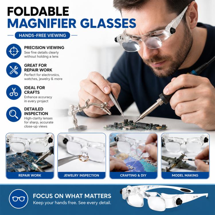 7102-360 Occhiali pieghevoli con lente d'ingrandimento a 360 gradi, 7102-360