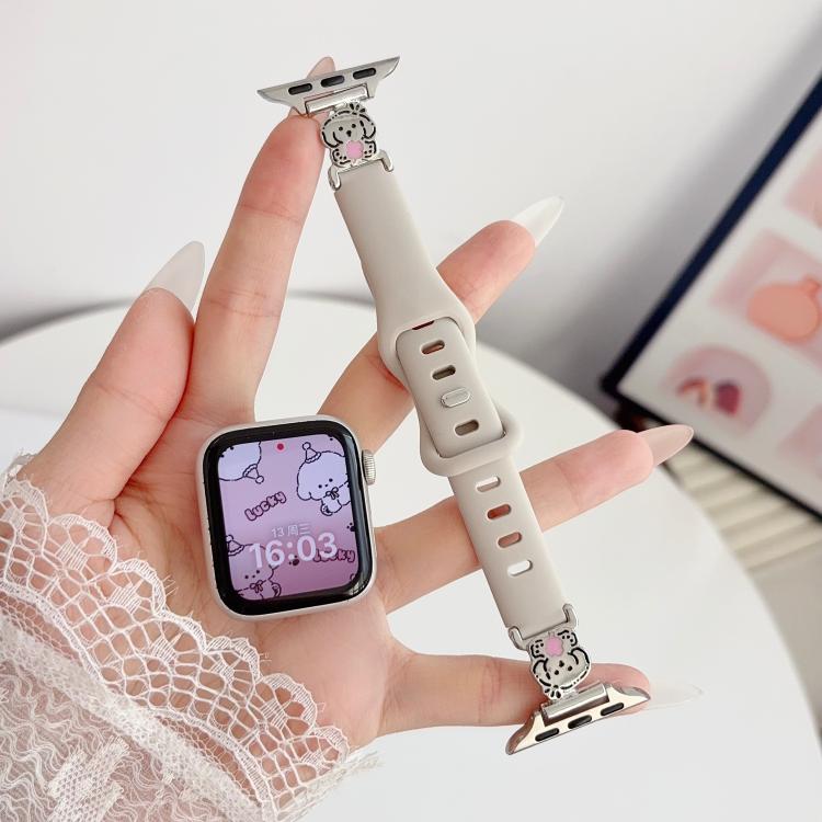 Cinturino per orologio ibrido in metallo e silicone con effetto cielo stellato e design a cartoni animati., For Apple Watch 46mm / 49mm / 45mm / 44mm, For Apple Watch 42mm / 41mm / 40mm / 38mm