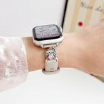 Cinturino per orologio ibrido in metallo e silicone con effetto cielo stellato e design a cartoni animati., For Apple Watch 46mm / 49mm / 45mm / 44mm, For Apple Watch 42mm / 41mm / 40mm / 38mm