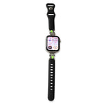 Cinturino per orologio ibrido in metallo e silicone nero con motivo a cartoni animati., For Apple Watch 46mm / 49mm / 45mm / 44mm, For Apple Watch 42mm / 41mm / 40mm / 38mm