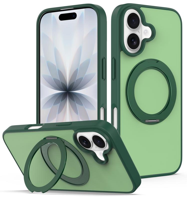 Custodia magnetica con supporto girevole Skin Feel per iPhone 16 e iPhone 15