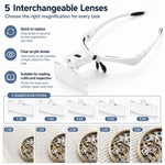 Lente d'ingrandimento con archetto e lenti intercambiabili, modello 9892BP, con luce LED, dotata di luce LED., 9892BP