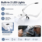 Lente d'ingrandimento con archetto e lenti intercambiabili, modello 9892BP, con luce LED, dotata di luce LED., 9892BP