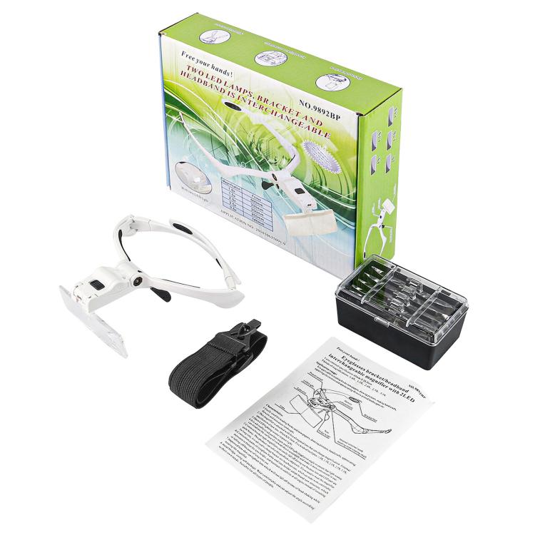 Lente d'ingrandimento con archetto e lenti intercambiabili, modello 9892BP, con luce LED, dotata di luce LED., 9892BP