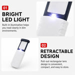 94535 Lente d'ingrandimento rettangolare pieghevole e estraibile portatile con luce LED