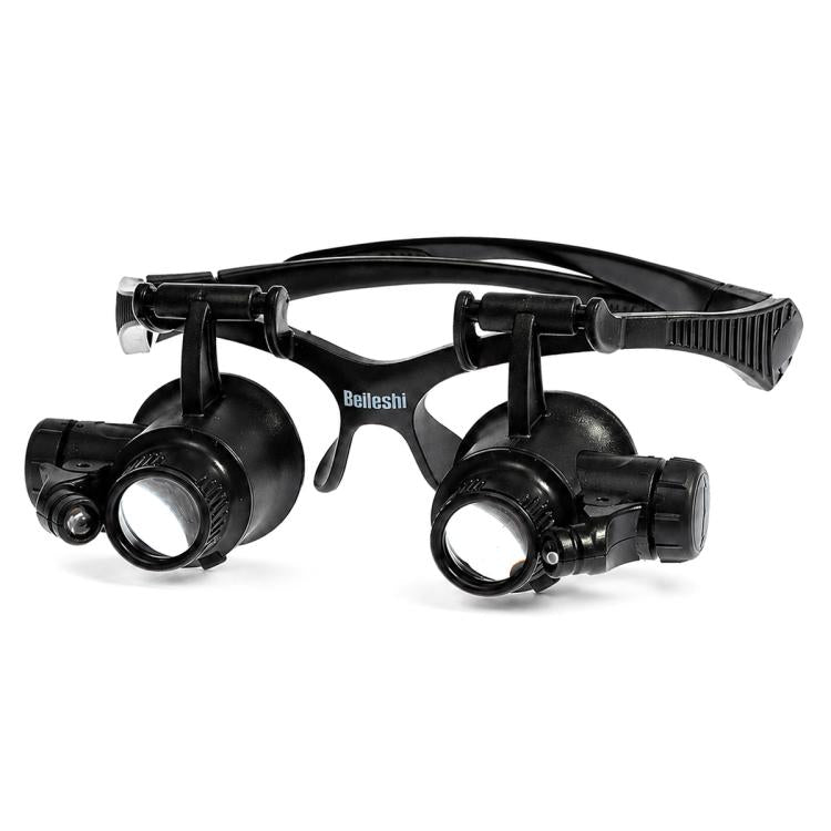 9892GJ Occhiali da vista con lente d'ingrandimento e luce LED per riparazione orologi, da indossare sulla testa., 9892GJ