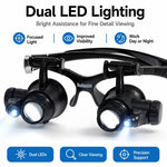 9892GJ Occhiali da vista con lente d'ingrandimento e luce LED per riparazione orologi, da indossare sulla testa., 9892GJ