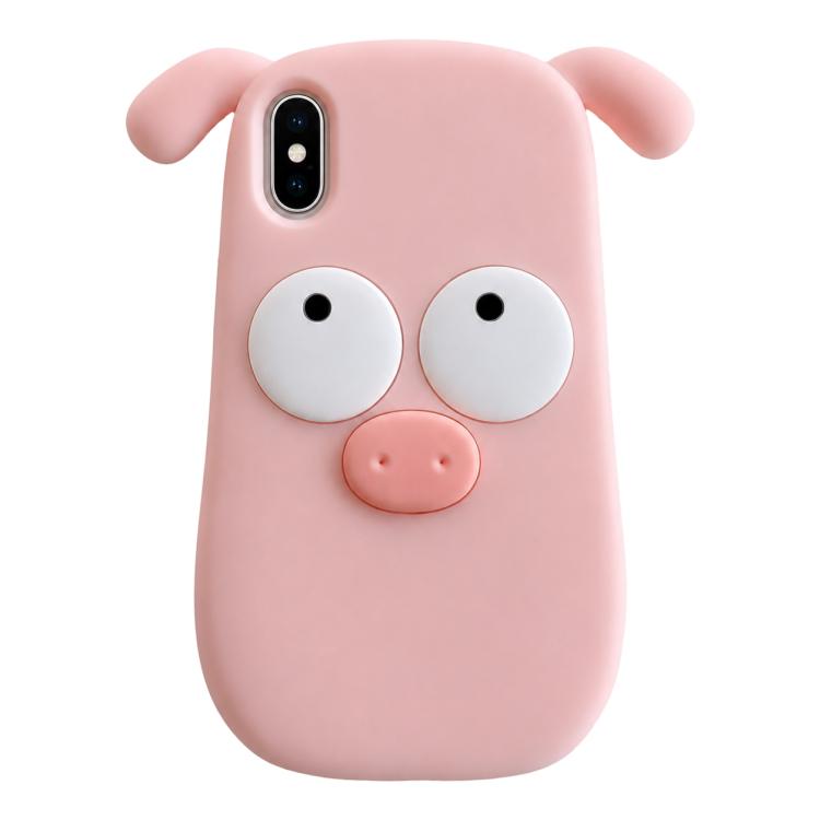 Simpatica custodia in silicone a forma di maialino per telefono, For iPhone X / XS, For iPhone XR, For iPhone XS Max, For iPhone 8 Plus / 7 Plus, For iPhone 6s Plus / 6 Plus, For iPhone 6s / 6