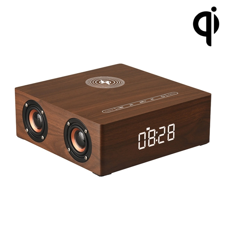 Q5A Multifunzionale Touch Clock Display in legno Altoparlante Bluetooth con ricarica wireless, supporto TF Card e disco U e AUX da 3,5 mm, Q5A