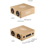 Q5A Multifunzionale Touch Clock Display in legno Altoparlante Bluetooth con ricarica wireless, supporto TF Card e disco U e AUX da 3,5 mm, Q5A