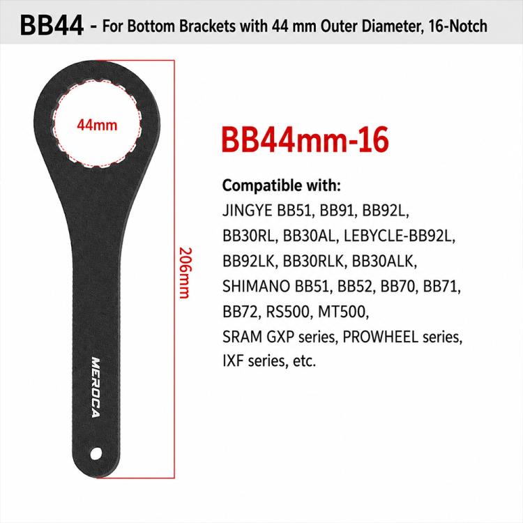 Attrezzo per la rimozione della guarnitura cava della bicicletta MEROC, chiave per asse, BB44, BB39+BB40.5 2 in 1 Wrench, BB49+BB52 2 in 1 Wrench For T47, BB44+BB46 2 in 1 Wrench