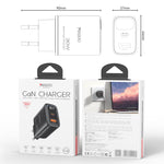 Caricabatterie rapido Yesido 30 W GaN con USB-A e Type-C e display digitale