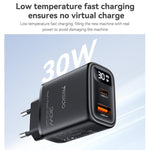Caricabatterie rapido Yesido 30 W GaN con USB-A e Type-C e display digitale