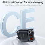 Caricabatterie rapido Yesido 30 W GaN con USB-A e Type-C e display digitale