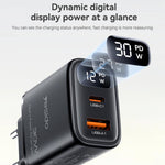 Caricabatterie rapido Yesido 30 W GaN con USB-A e Type-C e display digitale