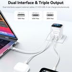 Caricabatterie rapido Yesido da 70 W con display TFT GaN e cavo Type-C retrattile., EU Plug, UK Plug, US Plug