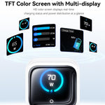 Caricabatterie rapido Yesido da 70 W con display TFT GaN e cavo Type-C retrattile., EU Plug, UK Plug, US Plug