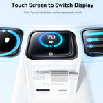 Caricabatterie rapido Yesido da 70 W con display TFT GaN e cavo Type-C retrattile., EU Plug, UK Plug, US Plug