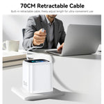 Caricabatterie rapido Yesido da 70 W con display TFT GaN e cavo Type-C retrattile., EU Plug, UK Plug, US Plug