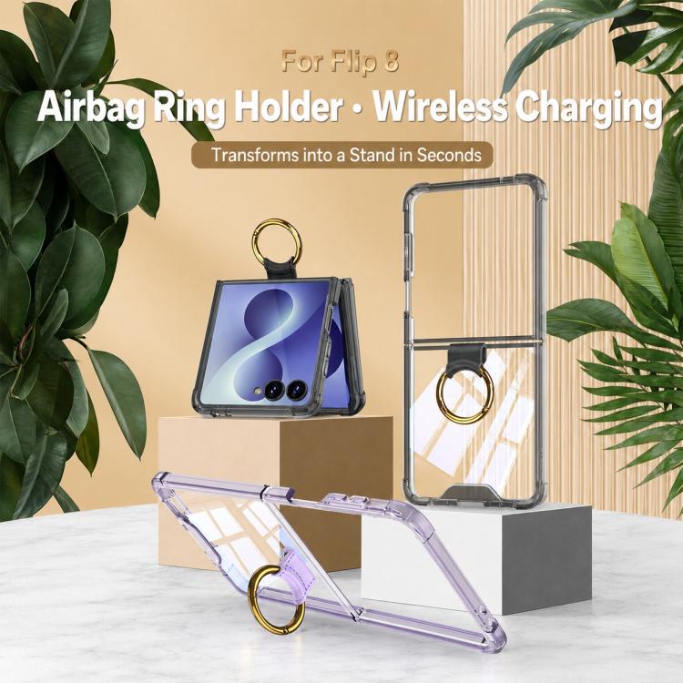 Custodia per telefono GKK con airbag e anello, For Galaxy Z Flip8 5G