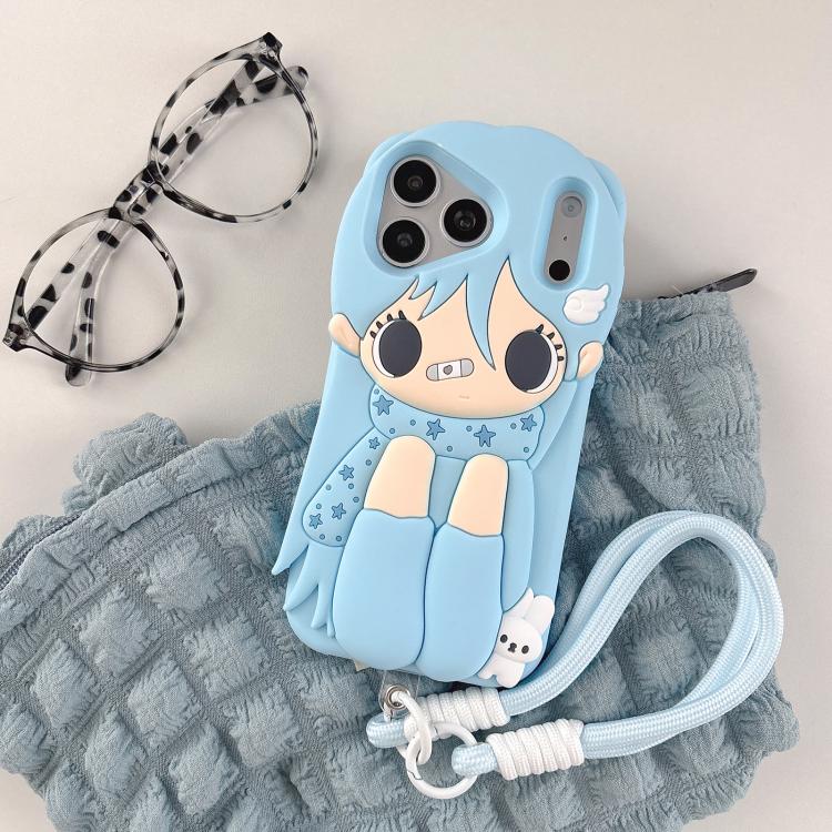 Custodia per telefono in silicone con laccetto e motivo "Wings Girl"., For iPhone 18, For iPhone 18 Pro, For iPhone 18 Pro Max, For iPhone 17 Pro Max, For iPhone 17 Pro, For iPhone 17, For iPhone 16 Pro Max, For iPhone 16 Pro