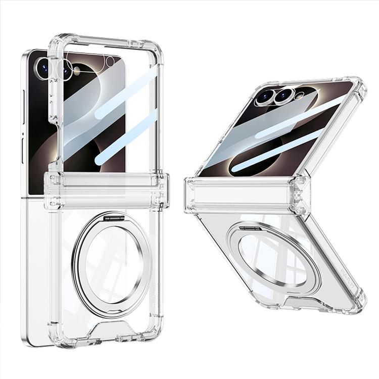 Custodia per telefono GKK con cerniera airbag integrata e copertura completa, dotata di supporto magnetico girevole., For Galaxy Z Flip8 5G