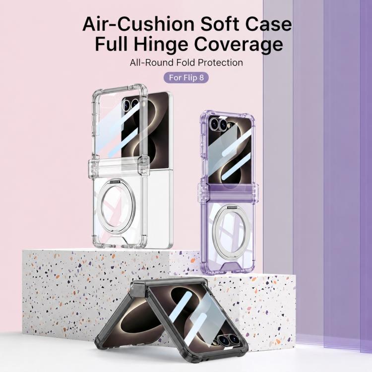 Custodia per telefono GKK con cerniera airbag integrata e copertura completa, dotata di supporto magnetico girevole., For Galaxy Z Flip8 5G