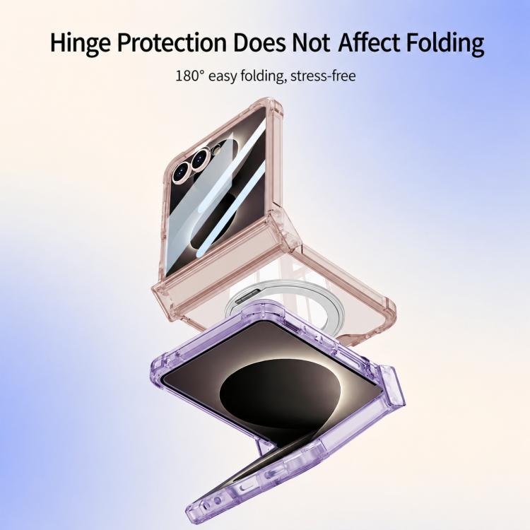 Custodia per telefono GKK con cerniera airbag integrata e copertura completa, dotata di supporto magnetico girevole., For Galaxy Z Flip8 5G