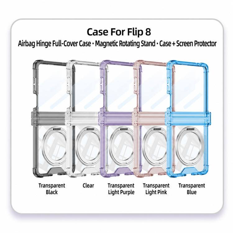 Custodia per telefono GKK con cerniera airbag integrata e copertura completa, dotata di supporto magnetico girevole., For Galaxy Z Flip8 5G