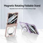 Custodia per telefono GKK con cerniera airbag integrata e copertura completa, dotata di supporto magnetico girevole., For Galaxy Z Flip8 5G