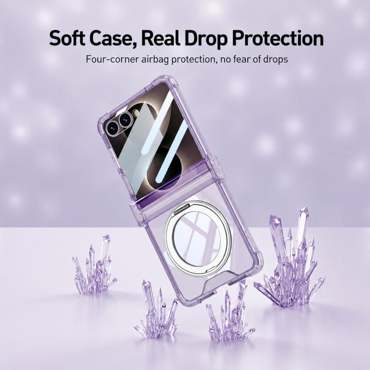 Custodia per telefono GKK con cerniera airbag integrata e copertura completa, dotata di supporto magnetico girevole., For Galaxy Z Flip8 5G
