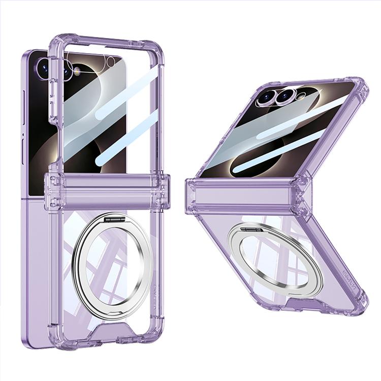 Custodia per telefono GKK con cerniera airbag integrata e copertura completa, dotata di supporto magnetico girevole., For Galaxy Z Flip8 5G