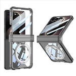Custodia per telefono GKK con cerniera airbag integrata e copertura completa, dotata di supporto magnetico girevole., For Galaxy Z Flip8 5G