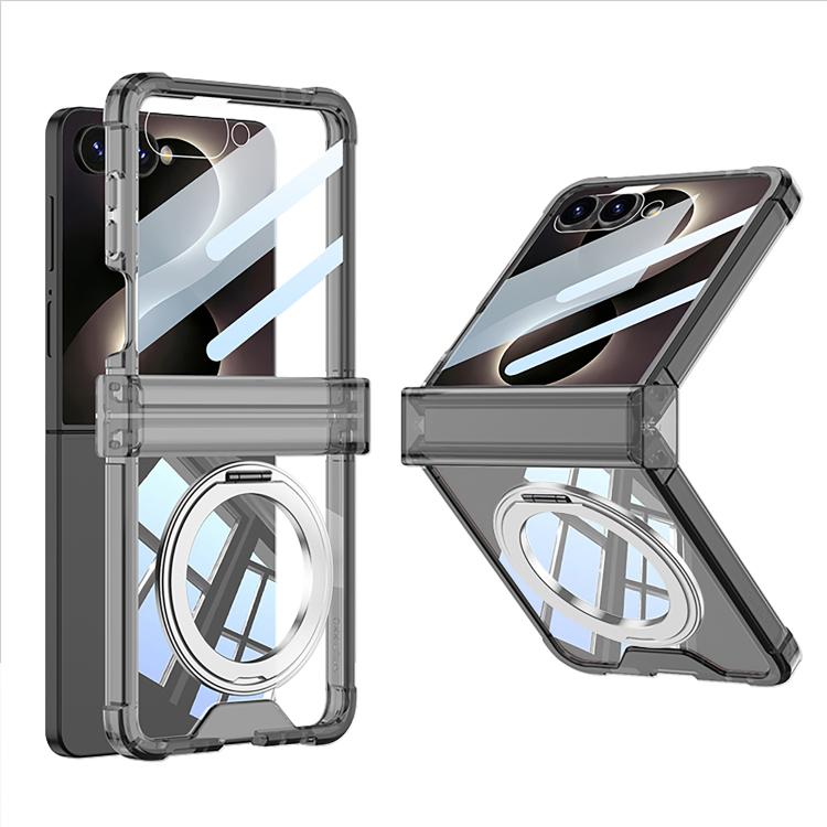 Custodia per telefono GKK con cerniera airbag integrata e copertura completa, dotata di supporto magnetico girevole., For Galaxy Z Flip8 5G