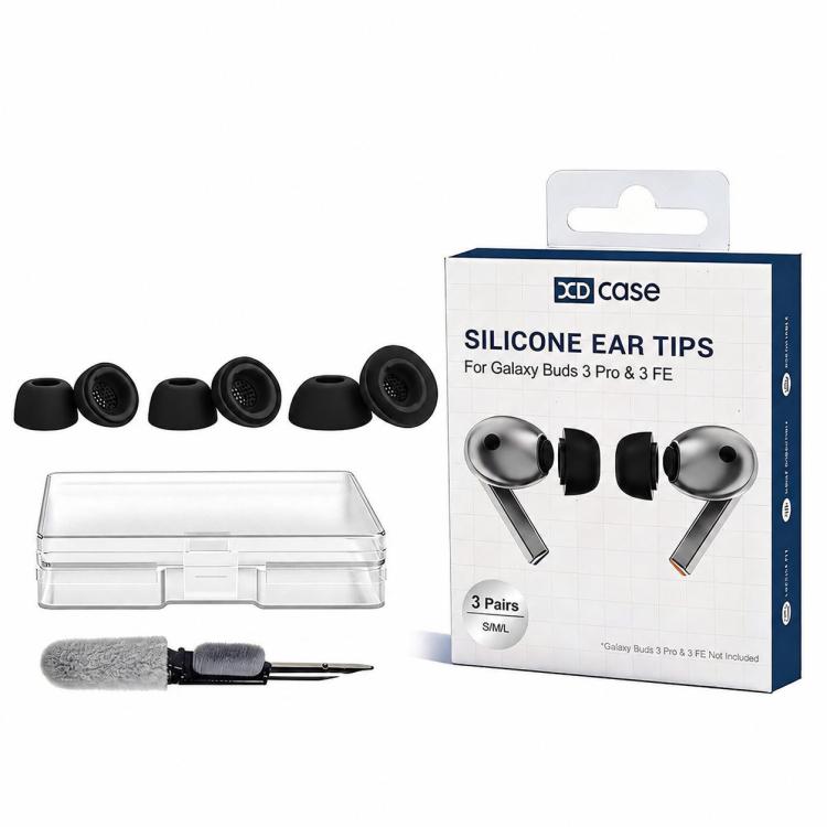 Kit di 3 paia di inserti auricolari in silicone XDcase, taglie S/M/L, spazzolino per la pulizia, colore casuale, For Galaxy Buds3 Pro / 4 Pro / 3 FE