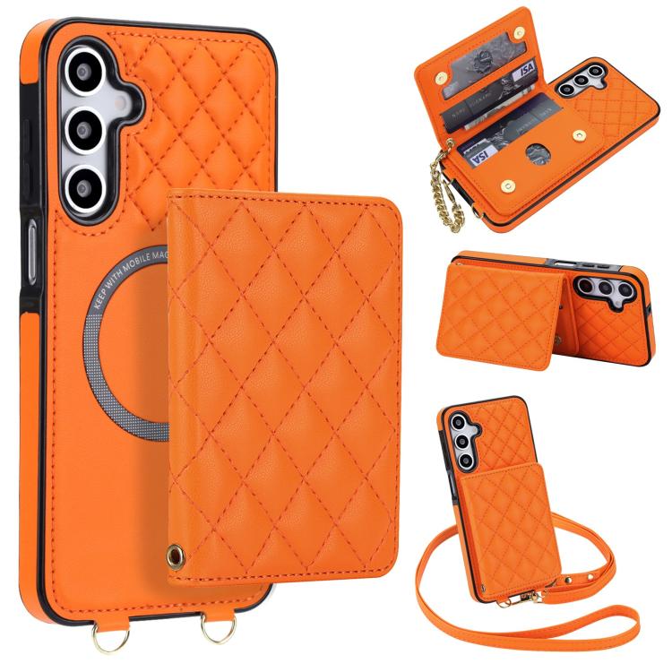 Portafoglio romboidale con custodia magnetica per telefono, tracolla e cinturino da polso, For Galaxy A36 5G, For Galaxy A16 4G / 5G, For Galaxy A15 4G / 5G, For Galaxy A55 5G