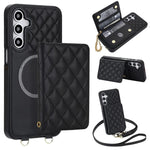 Portafoglio romboidale con custodia magnetica per telefono, tracolla e cinturino da polso, For Galaxy A36 5G, For Galaxy A16 4G / 5G, For Galaxy A15 4G / 5G, For Galaxy A55 5G