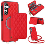 Portafoglio romboidale con custodia magnetica per telefono, tracolla e cinturino da polso, For Galaxy A36 5G, For Galaxy A16 4G / 5G, For Galaxy A15 4G / 5G, For Galaxy A55 5G