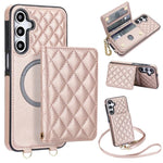 Portafoglio romboidale con custodia magnetica per telefono, tracolla e cinturino da polso, For Galaxy A36 5G, For Galaxy A16 4G / 5G, For Galaxy A15 4G / 5G, For Galaxy A55 5G